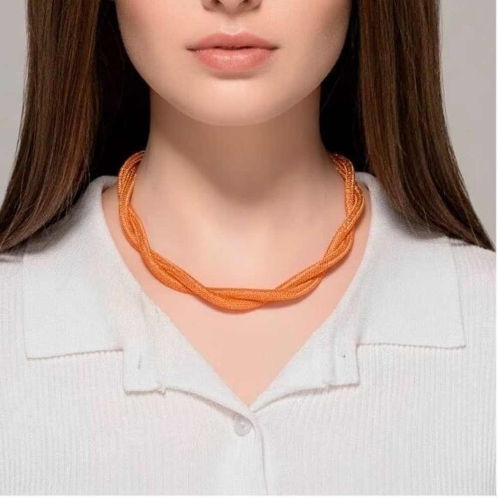 Gold Mesh Statement Necklace Austrian Crystal Adjustable 20–22
